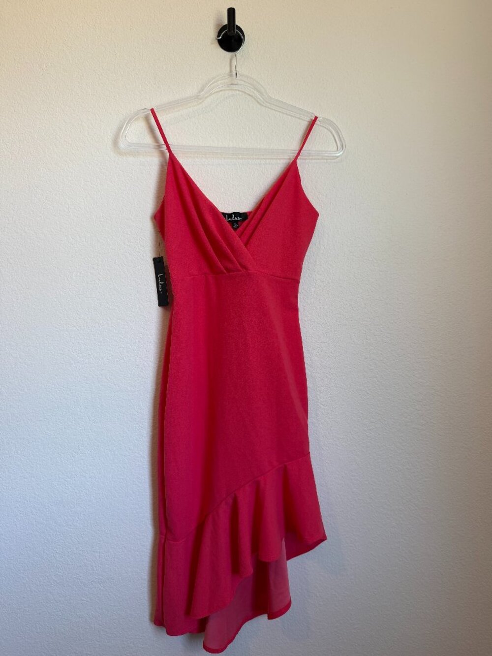 Lulu's Vivienne Pink Ruffled Bodycon Midi Dress Small